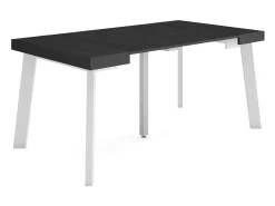 Consola*Skraut Home Mesa Consola Extensível, 160x90x73cm, Para 8 pessoas, Pés de madeira, Preto
