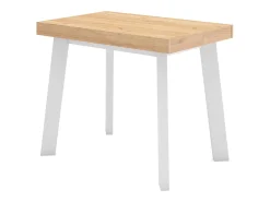 Skraut Home Mesa Consola Extensível, 180x90x73cm, Para 8 pessoas, Pés de madeira, Carvahlo e branco^ Consola