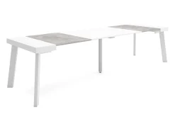 Sale Skraut Home Mesa Consola Extensível, 302x90x73cm, Para 14 pessoas, Pés de madeira, e cinzento Branco