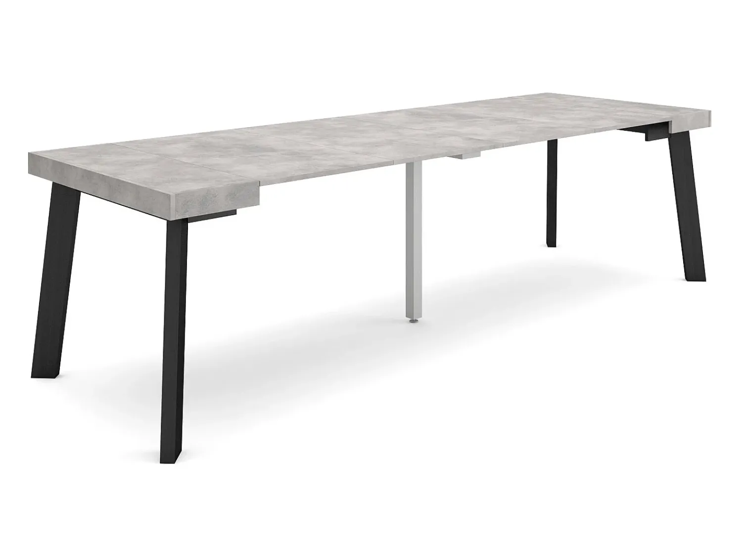 Consola|Skraut Home Mesa Consola Extensível, 262x90x73cm, Para 12 pessoas, Pés de madeira, Cimento Cinzento