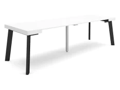 Consola*Skraut Home Mesa Consola Extensível, 262x90x73cm, Para 12 pessoas, Pés de madeira, Branco