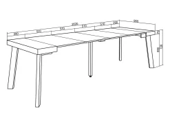 Consola*Skraut Home Mesa Consola Extensível, 262x90x73cm, Para 12 pessoas, Pés de madeira, Branco