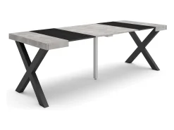 Discount Skraut Home Mesa Consola Extensível, 222x90x73cm, Para 10 pessoas, Pés de madeira, Cimento Cinzento