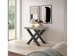 Discount Skraut Home Mesa Consola Extensível, 222x90x73cm, Para 10 pessoas, Pés de madeira, Cimento Cinzento