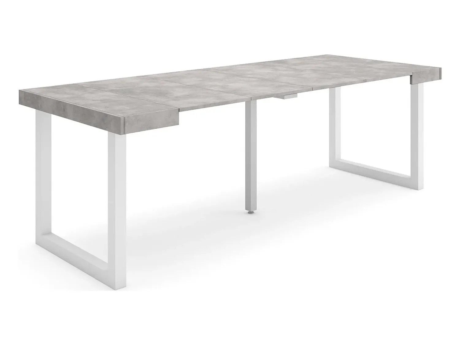 Consola|Skraut Home Mesa Consola Extensível, 222x90x73cm, Para 10 pessoas, Pés de madeira, Cimento Cinzento