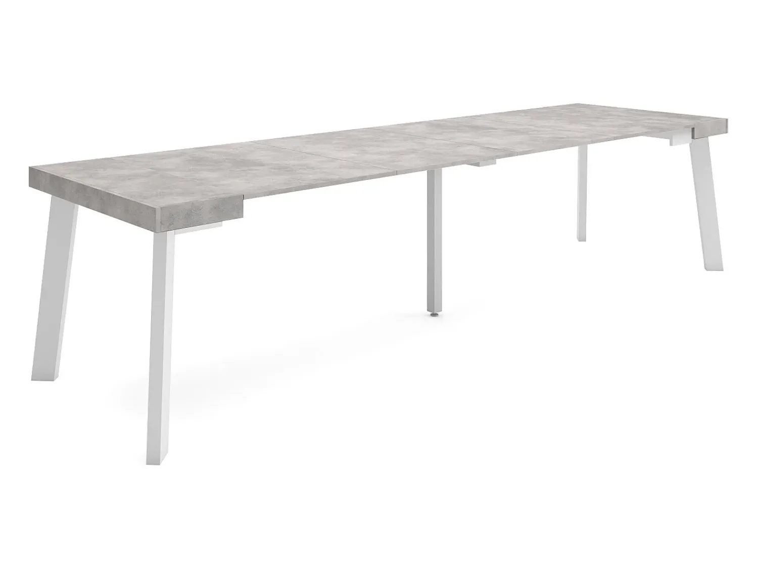 Consola*Skraut Home Mesa Consola Extensível, 302x90x73cm, Para 14 pessoas, Pés de madeira, Cimento Cinzento