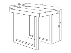 Best Skraut Home Mesa Consola Extensível, 262x90x73cm, Para 12 pessoas, Pés de madeira, Cimento Cinzento