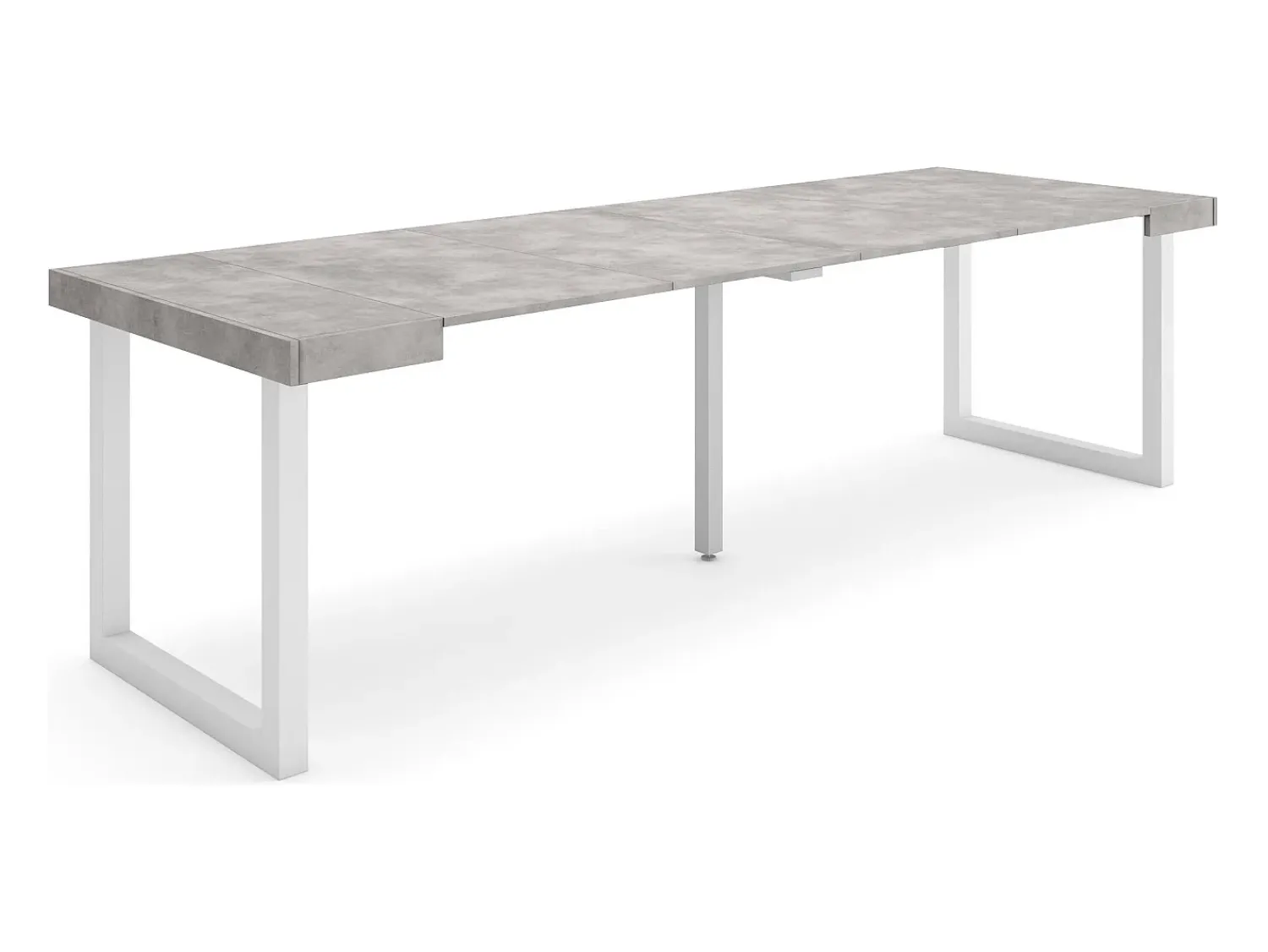 Best Skraut Home Mesa Consola Extensível, 262x90x73cm, Para 12 pessoas, Pés de madeira, Cimento Cinzento