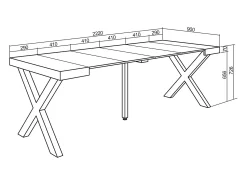 Consola|Skraut Home Mesa Consola Extensível, 222x90x73cm, Para 10 pessoas, Pés de madeira, Carvahlo Natural claro