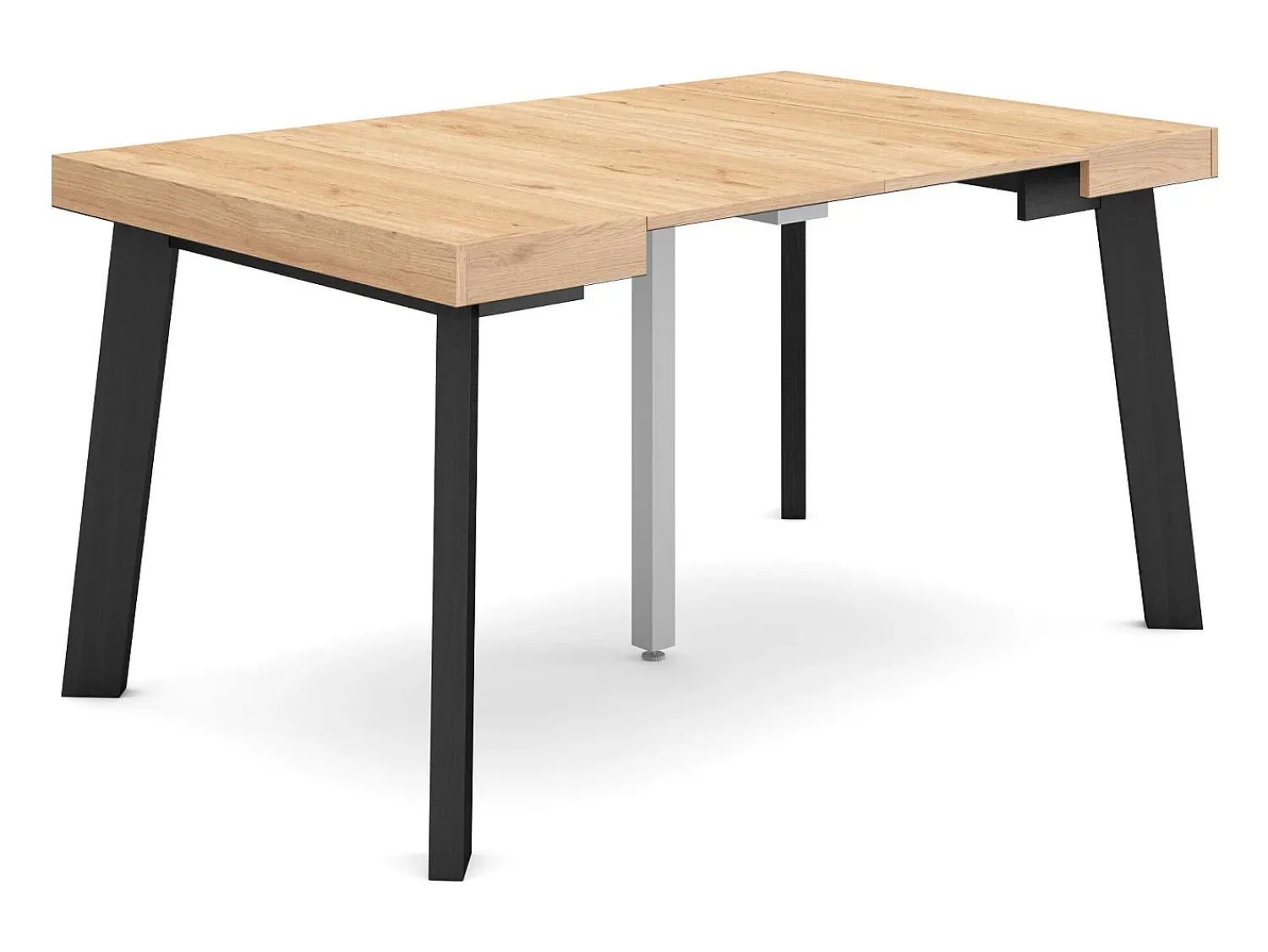 Skraut Home Mesa Consola Extensível, 140x90x73cm, Para 6 pessoas, Pés de madeira, Carvahlo e preto^ Consola