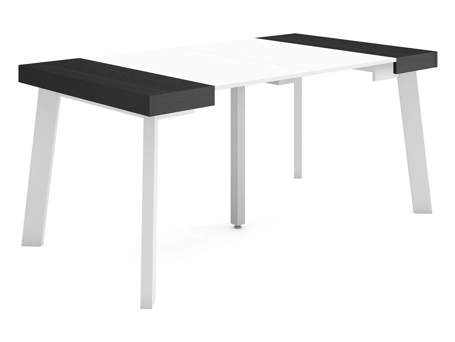New Skraut Home Mesa Consola Extensível, 160x90x73cm, Para 8 pessoas, Pés de madeira, e preto Branco