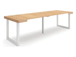 Outlet Skraut Home Mesa Consola Extensível, 262x90x73cm, Para 12 pessoas, Pés de madeira, Carvahlo Natural claro