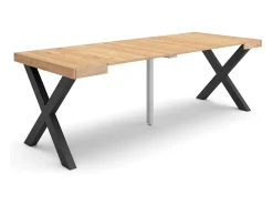 Skraut Home Mesa Consola Extensível, 222x90x73cm, Para 10 pessoas, Pés de madeira, Carvahlo^ Consola
