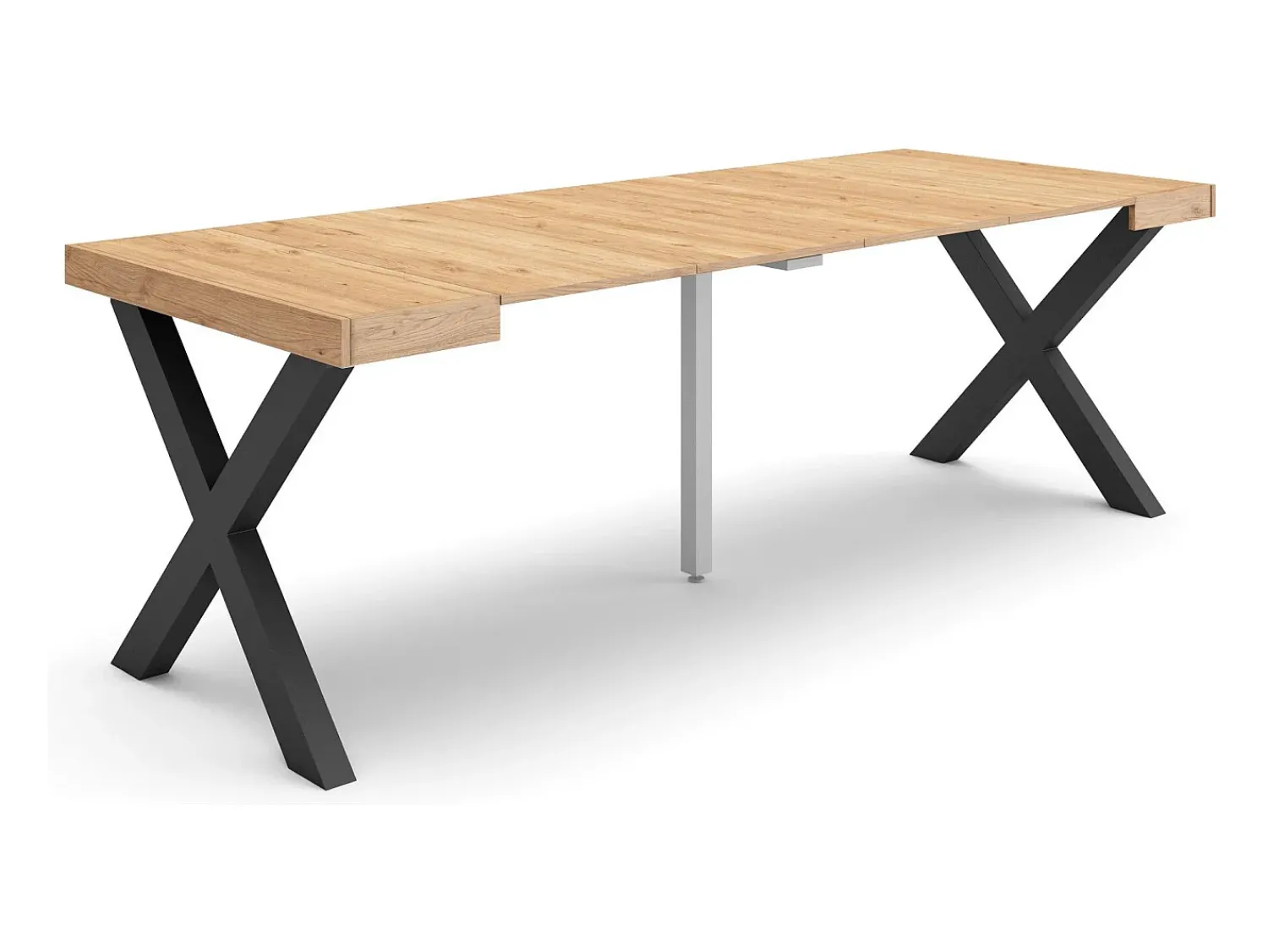Skraut Home Mesa Consola Extensível, 222x90x73cm, Para 10 pessoas, Pés de madeira, Carvahlo^ Consola