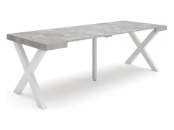 Sale Skraut Home Mesa Consola Extensível, 222x90x73cm, Para 10 pessoas, Pés de madeira, Cimento Cinzento