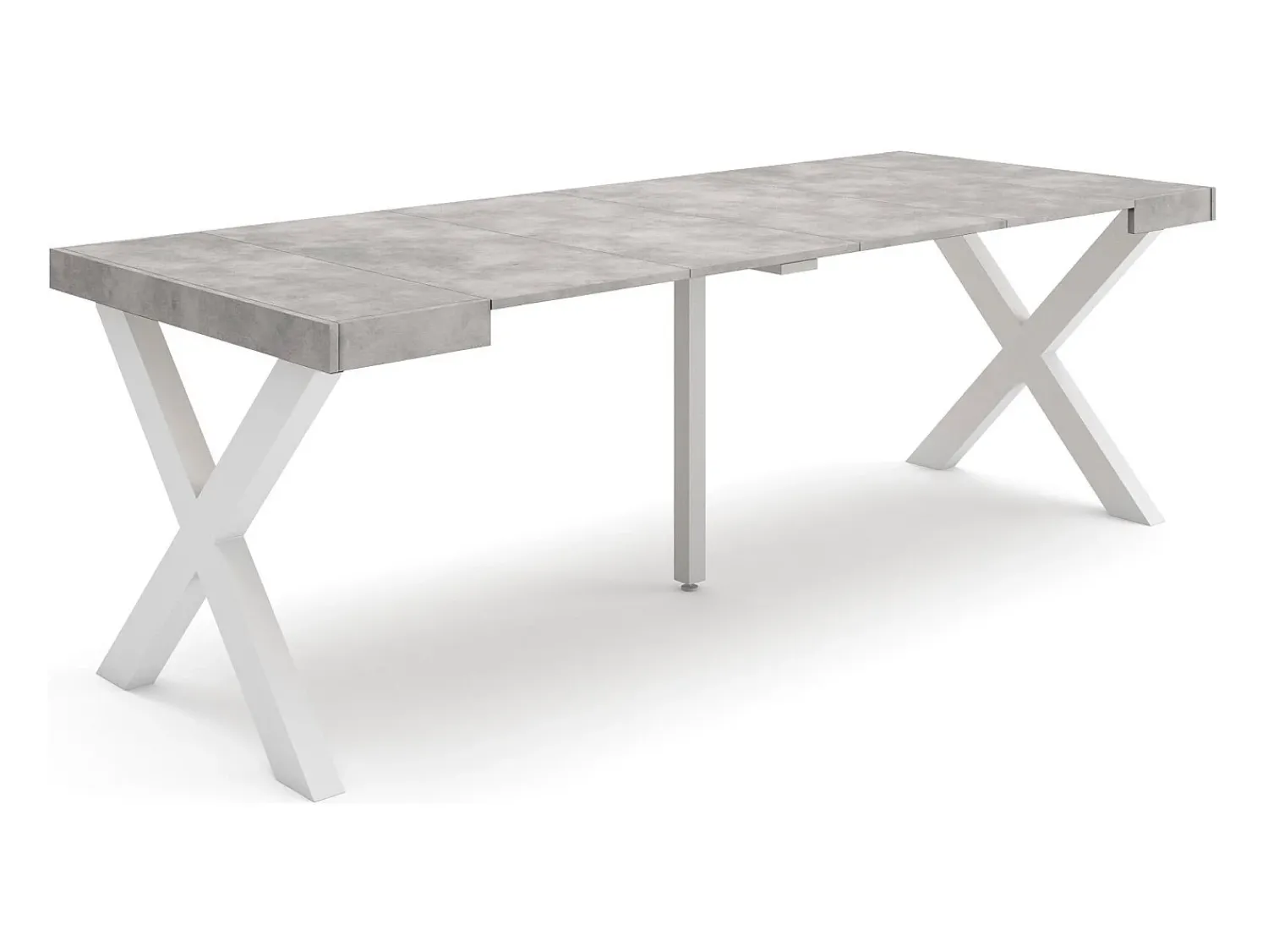 Sale Skraut Home Mesa Consola Extensível, 222x90x73cm, Para 10 pessoas, Pés de madeira, Cimento Cinzento