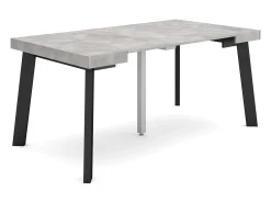 Consola|Skraut Home Mesa Consola Extensível, 160x90x73cm, Para 8 pessoas, Pés de madeira, Cimento Cinzento