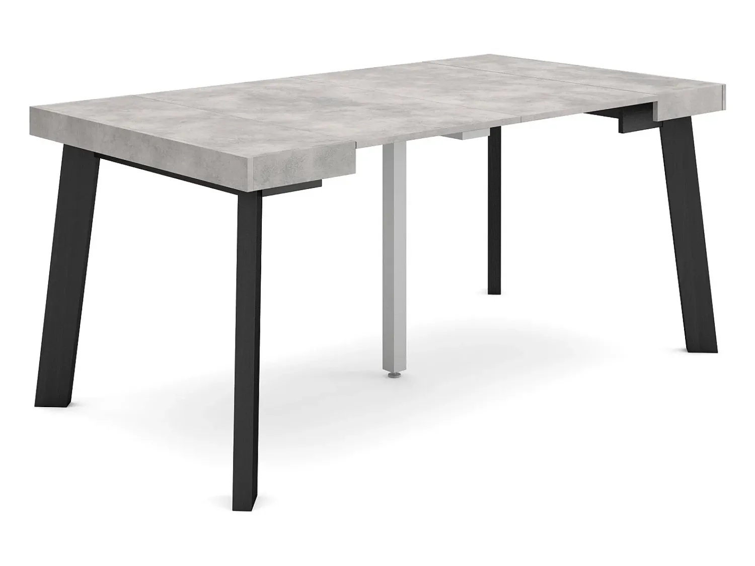 Consola|Skraut Home Mesa Consola Extensível, 160x90x73cm, Para 8 pessoas, Pés de madeira, Cimento Cinzento