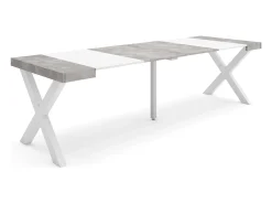 Discount Skraut Home Mesa Consola Extensível, 262x90x73cm, Para 12 pessoas, Pés de madeira, e cinzento Branco