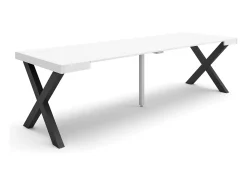 Consola*Skraut Home Mesa Consola Extensível, 262x90x73cm, Para 12 pessoas, Pés de madeira, Branco