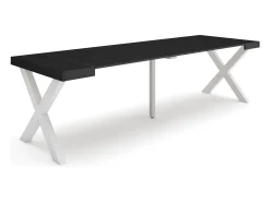 Consola|Skraut Home Mesa Consola Extensível, 262x90x73cm, Para 12 pessoas, Pés de madeira, Preto