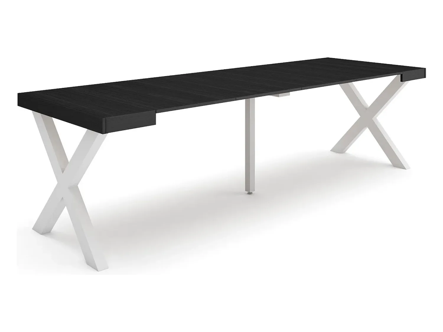 Consola|Skraut Home Mesa Consola Extensível, 262x90x73cm, Para 12 pessoas, Pés de madeira, Preto