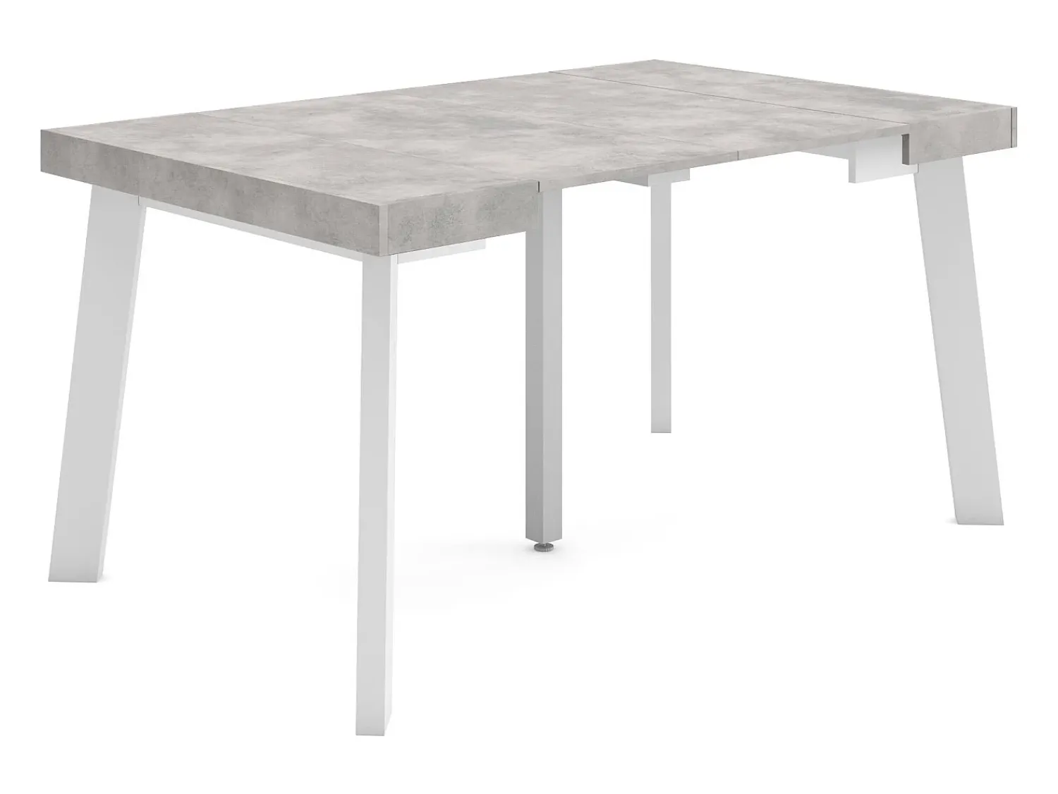 Consola*Skraut Home Mesa Consola Extensível, 140x90x73cm, Para 6 pessoas, Pés de madeira, Cimento Cinzento