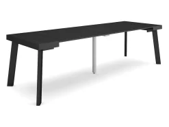 Consola|Skraut Home Mesa Consola Extensível, 262x90x73cm, Para 12 pessoas, Pés de madeira, Preto
