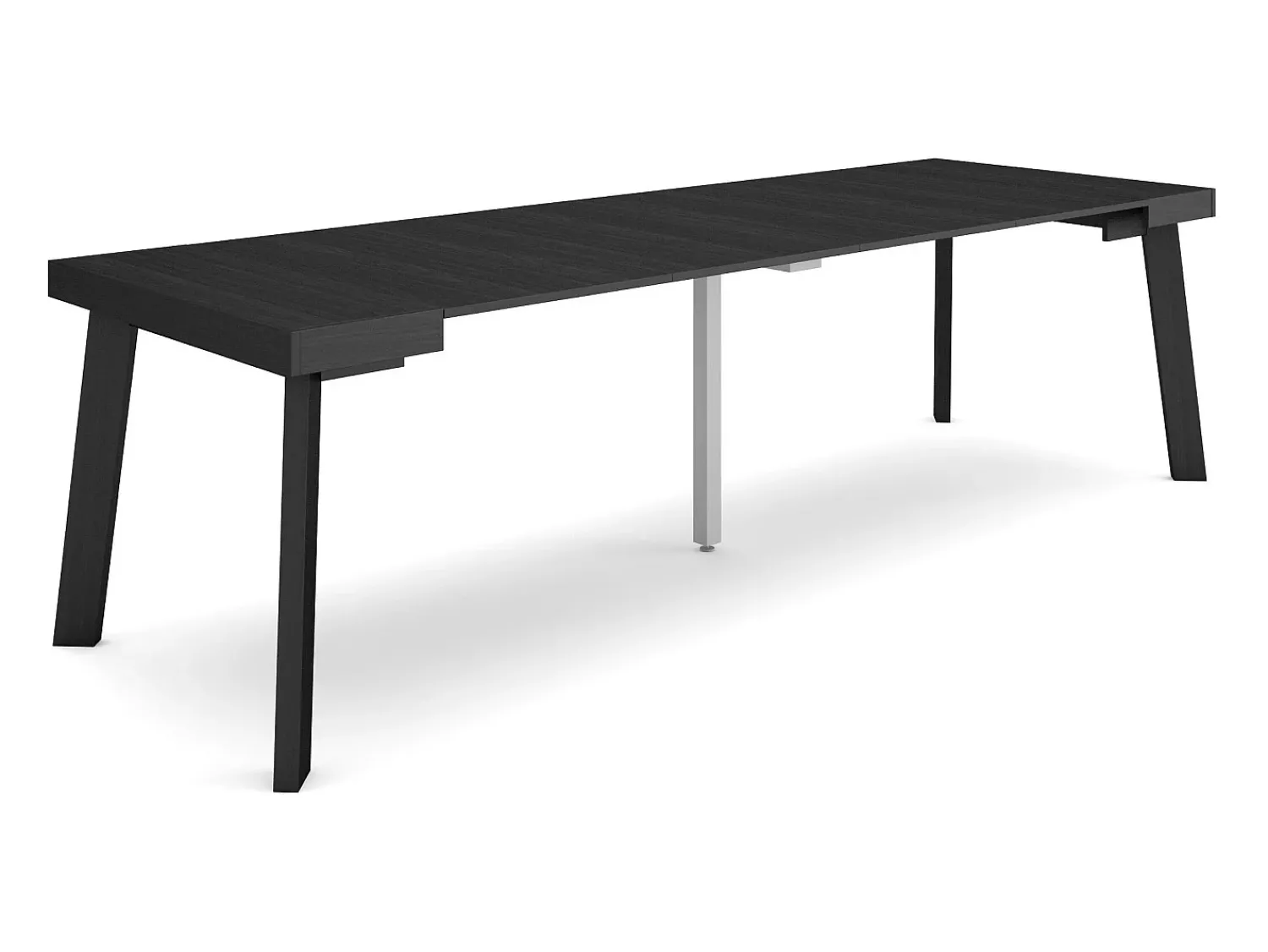 Consola|Skraut Home Mesa Consola Extensível, 262x90x73cm, Para 12 pessoas, Pés de madeira, Preto