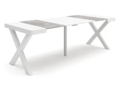 Skraut Home Mesa Consola Extensível, 222x90x73cm, Para 10 pessoas, Pés de madeira, e cinzento^ Consola