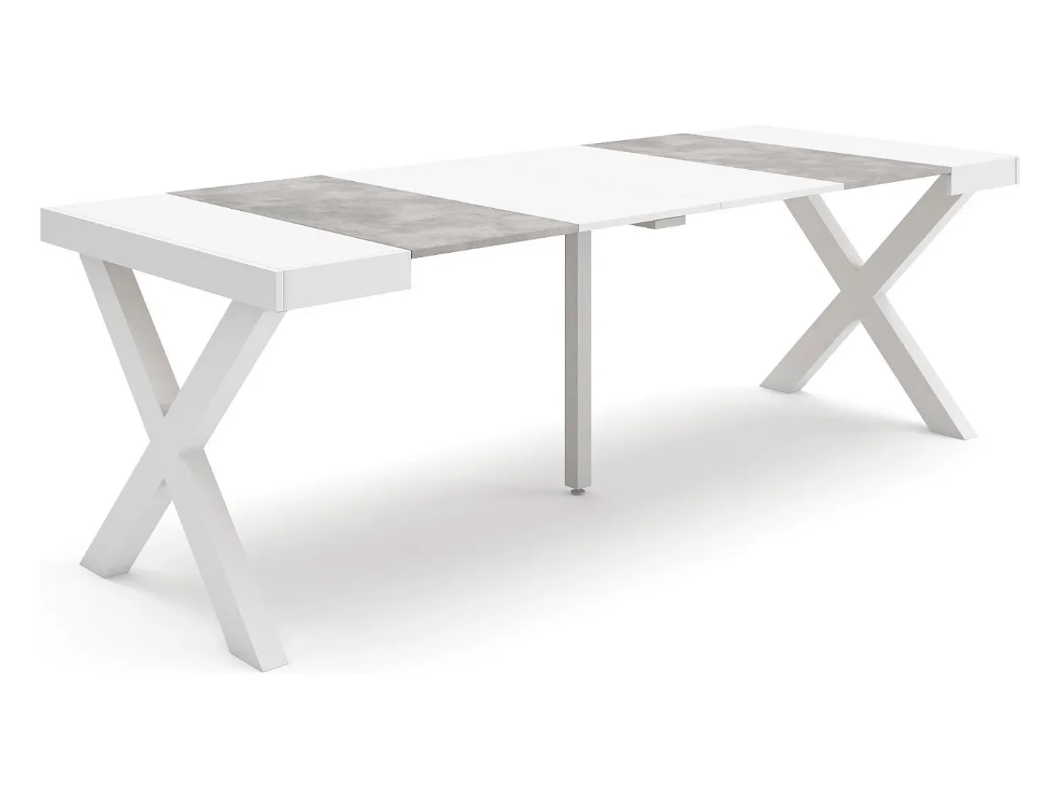 Skraut Home Mesa Consola Extensível, 222x90x73cm, Para 10 pessoas, Pés de madeira, e cinzento^ Consola