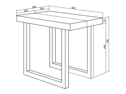 Consola*Skraut Home Mesa Consola Extensível, 262x90x73cm, Para 12 pessoas, Pés de madeira, e cinzento Branco