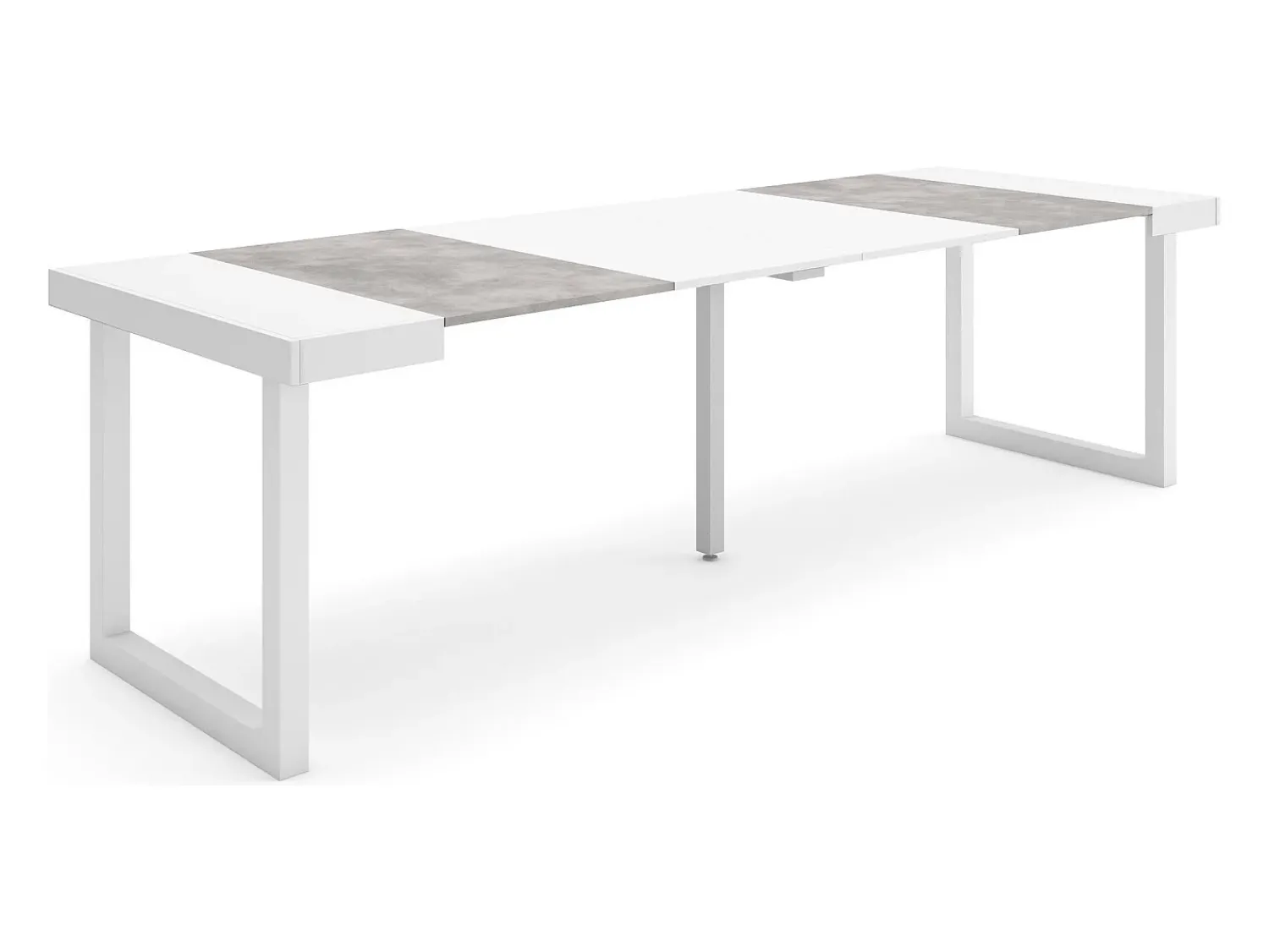 Consola*Skraut Home Mesa Consola Extensível, 262x90x73cm, Para 12 pessoas, Pés de madeira, e cinzento Branco