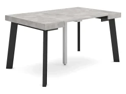 Consola*Skraut Home Mesa Consola Extensível, 140x90x73cm, Para 6 pessoas, Pés de madeira, Cimento Cinzento