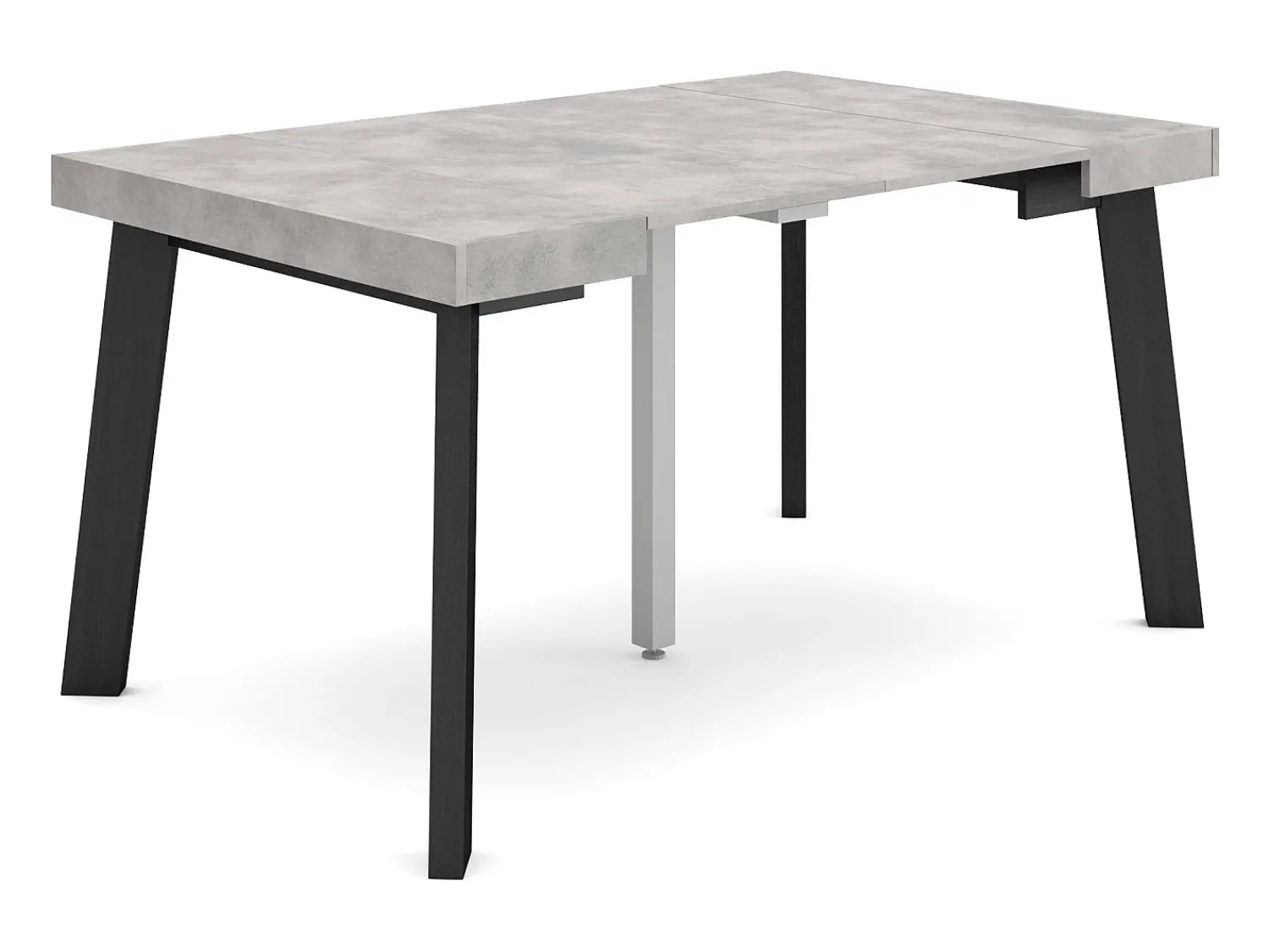 Consola*Skraut Home Mesa Consola Extensível, 140x90x73cm, Para 6 pessoas, Pés de madeira, Cimento Cinzento