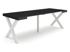 Consola|Skraut Home Mesa Consola Extensível, 222x90x73cm, Para 10 pessoas, Pés de madeira, Preto