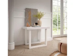New Skraut Home Mesa Consola Extensível, 302x90x73cm, Para 14 pessoas, Pés de madeira, Branco