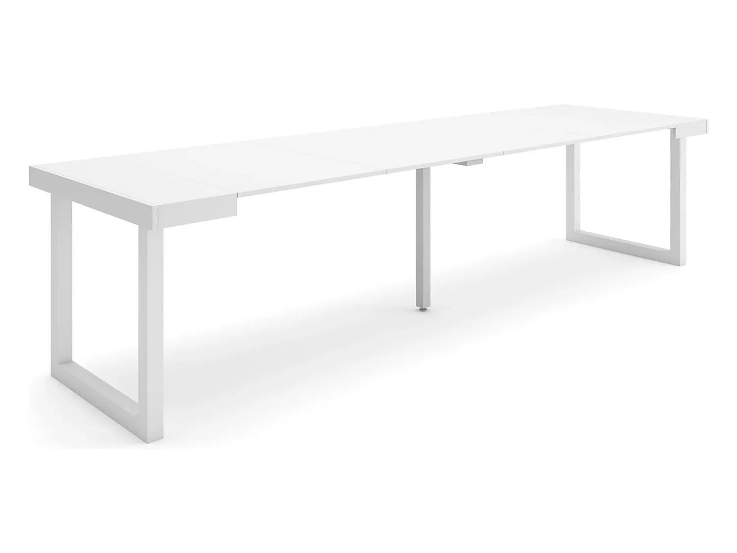 New Skraut Home Mesa Consola Extensível, 302x90x73cm, Para 14 pessoas, Pés de madeira, Branco