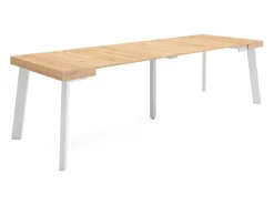 New Skraut Home Mesa Consola Extensível, 262x90x73cm, Para 12 pessoas, Pés de madeira, Carvahlo Natural claro