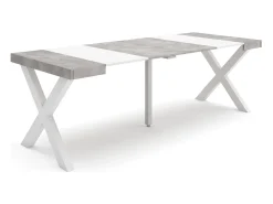 Skraut Home Mesa Consola Extensível, 222x90x73cm, Para 10 pessoas, Pés de madeira, e cinzento^ Consola