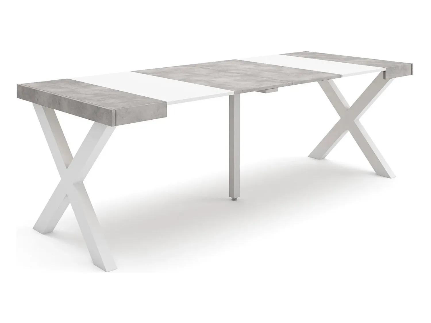 Skraut Home Mesa Consola Extensível, 222x90x73cm, Para 10 pessoas, Pés de madeira, e cinzento^ Consola