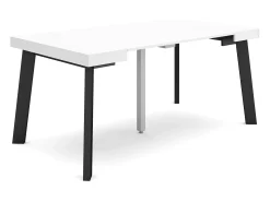 Consola|Skraut Home Mesa Consola Extensível, 160x90x73cm, Para 8 pessoas, Pés de madeira, Branco