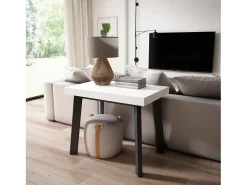 Consola|Skraut Home Mesa Consola Extensível, 160x90x73cm, Para 8 pessoas, Pés de madeira, Branco
