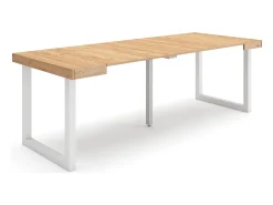 Discount Skraut Home Mesa Consola Extensível, 222x90x73cm, Para 10 pessoas, Pés de madeira, Carvahlo Natural claro