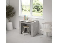 Consola*Skraut Home Mesa Consola Extensível, 302x90x77cm, Para 14 pessoas, Mesa de Jantar, Cimento Cinzento