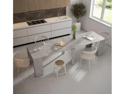 Consola*Skraut Home Mesa Consola Extensível, 302x90x77cm, Para 14 pessoas, Mesa de Jantar, Cimento Cinzento
