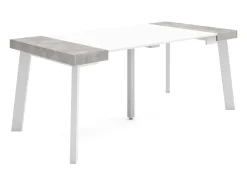 Consola|Skraut Home Mesa Consola Extensível, 180x90x73cm, Para 8 pessoas, Pés de madeira, e cinzento Branco