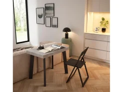 Skraut Home Mesa Consola Extensível, 222x90x73cm, Para 10 pessoas, Pés de madeira, Cimento^ Consola