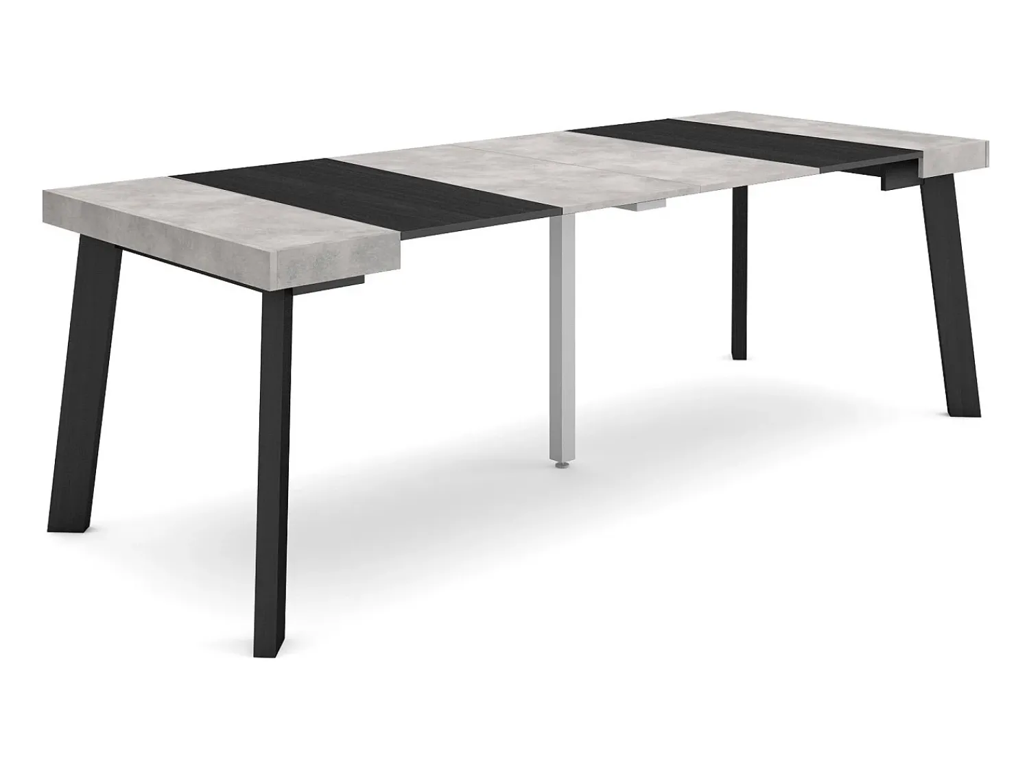 Skraut Home Mesa Consola Extensível, 222x90x73cm, Para 10 pessoas, Pés de madeira, Cimento^ Consola