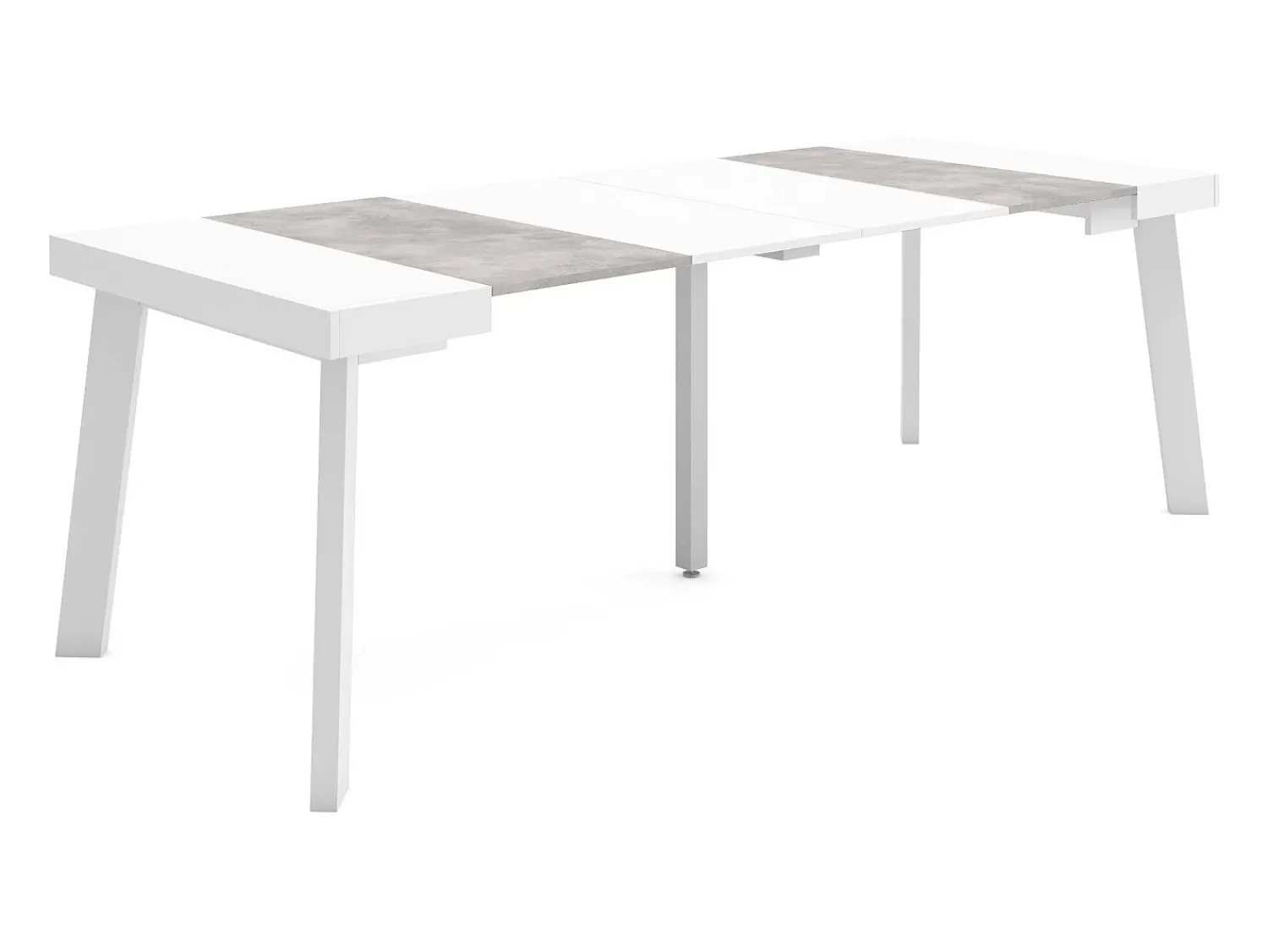 Consola|Skraut Home Mesa Consola Extensível, 222x90x73cm, Para 10 pessoas, Pés de madeira, e cinzento Branco